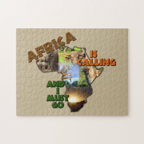 Africa Is Calling Wildlife Collage Jigsaw Puzzle