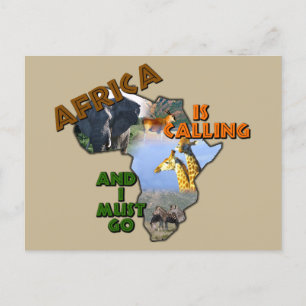 Africa Is Calling Wildlife Collage Postcard