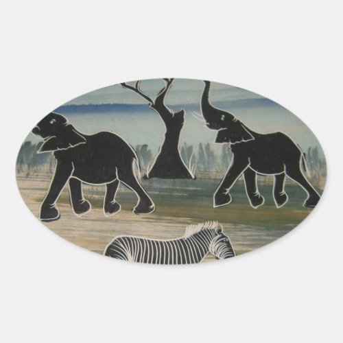 Africa Kenya Beautiful Elegant Wildlife Oval Sticker