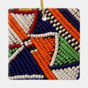 Africa, Kenya. Maasai Tribal Beads Ceramic Ornament