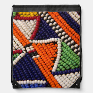Africa, Kenya. Maasai Tribal Beads Drawstring Bag