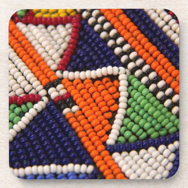 Africa, Kenya. Maasai Tribal Beads Drink Coaster (Front)