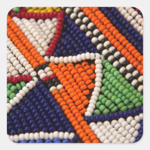 Africa, Kenya. Maasai Tribal Beads Square Sticker