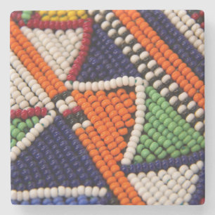 Africa, Kenya. Maasai Tribal Beads Stone Coaster