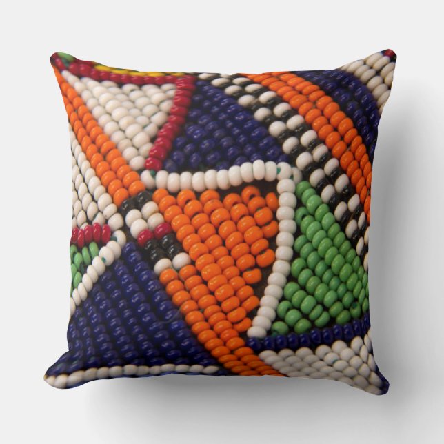 Africa, Kenya. Maasai Tribal Beads Throw Pillow (Front)