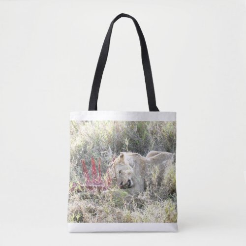 Africa _ Lion Eating Tote Bag