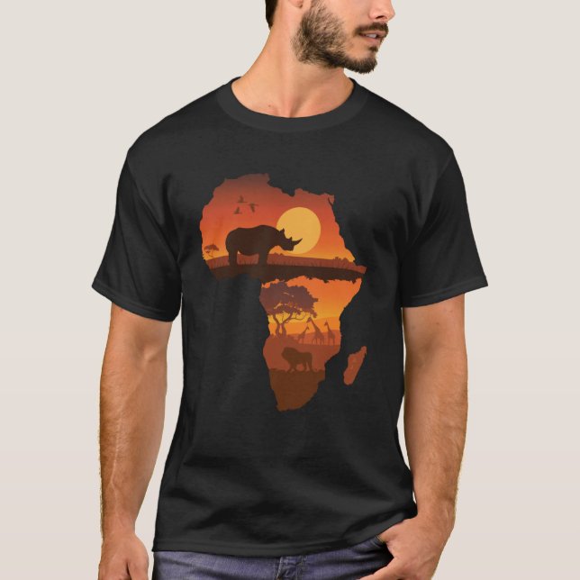 Africa Lion Rhino Card Animals Big Five Safari T-Shirt (Front)