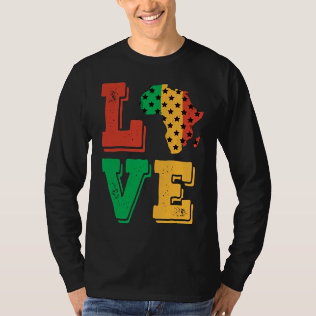 Africa Love Proud African American Black History M T-Shirt (Front)