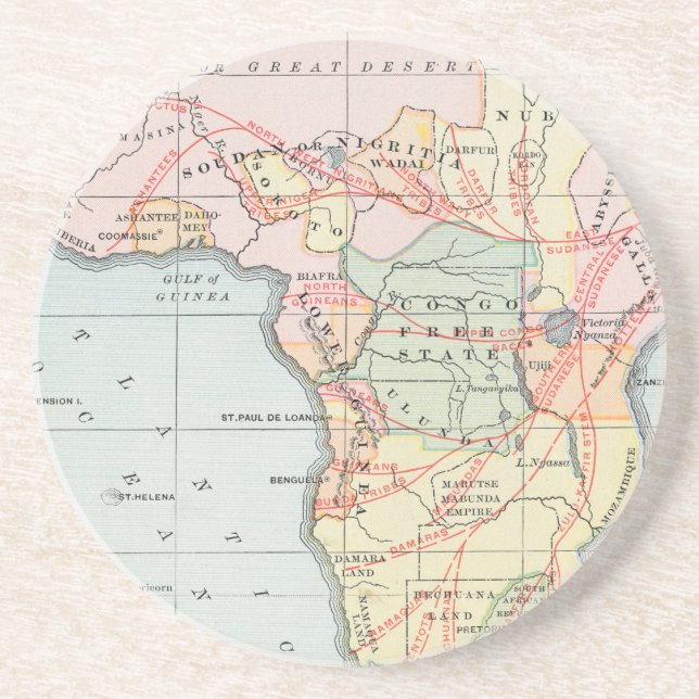 AFRICA: MAP, 1894 DRINK COASTER (Front)