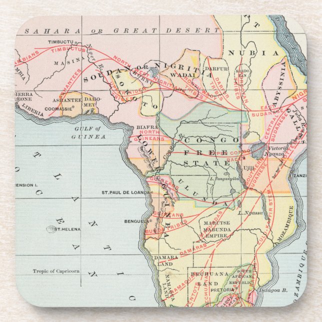 AFRICA: MAP, 1894 DRINK COASTER (Front)