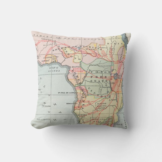 AFRICA: MAP, 1894 THROW PILLOW (Front)