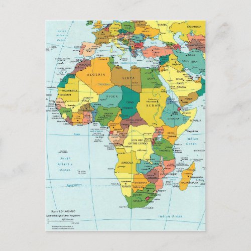 Africa map 2 postcard