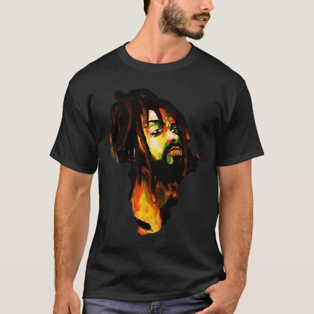 Africa Map African Man Rasta Colors T-Shirt (Front)