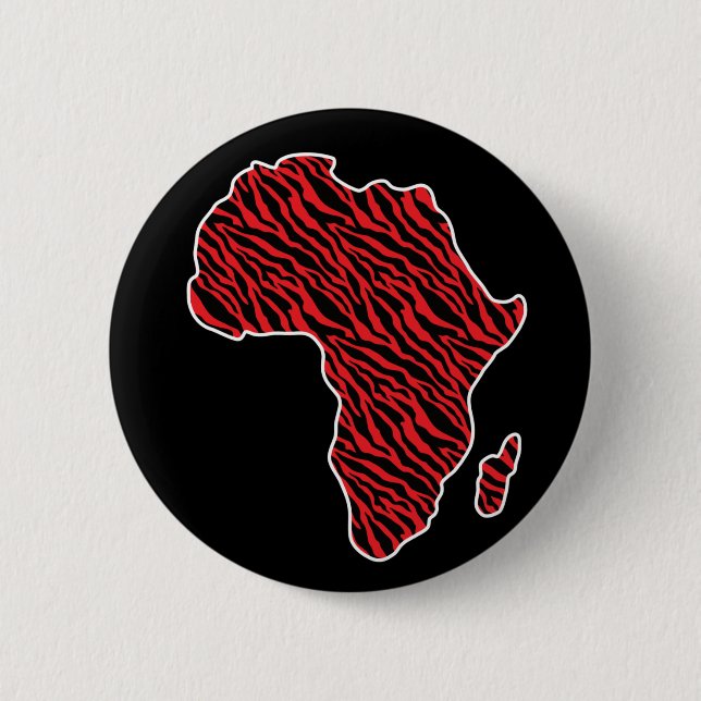 Africa Map African Pride Zebra Pattern Button (Front)