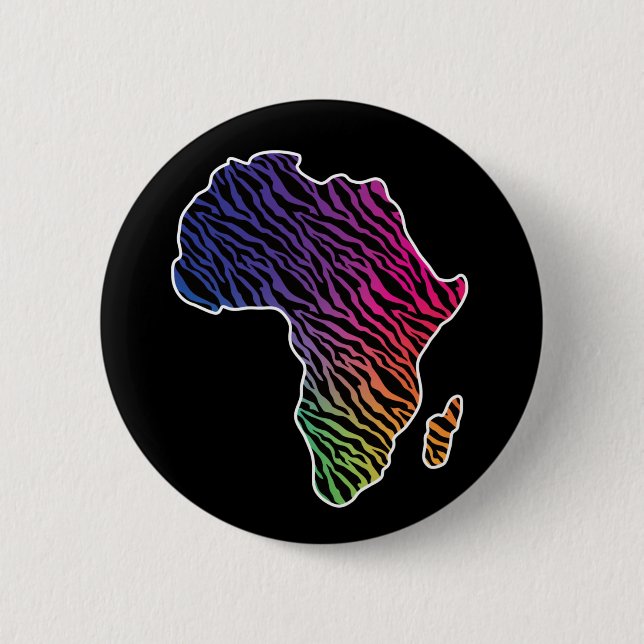 Africa Map African Pride Zebra Pattern Button (Front)