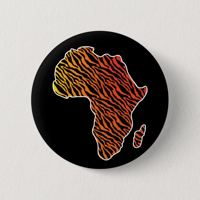 Africa Map African Pride Zebra Pattern Button (Front)