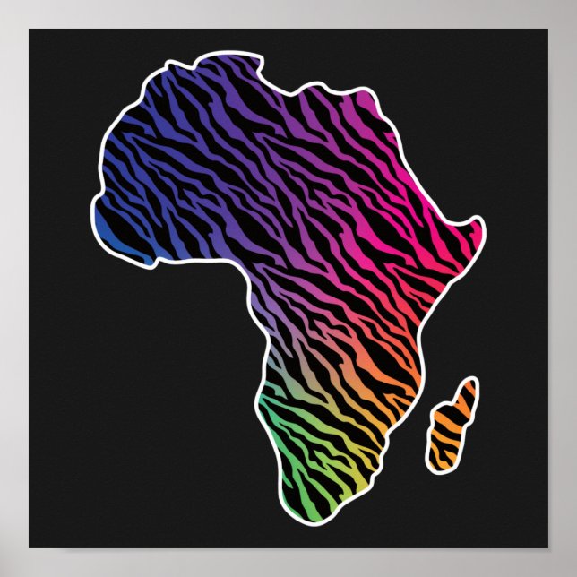 Africa Map African Pride Zebra Pattern Poster (Front)