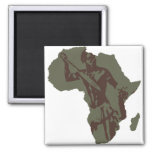 Africa Map African Warrior Artwork Magnet
