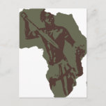 Africa Map African Warrior Artwork Postcard