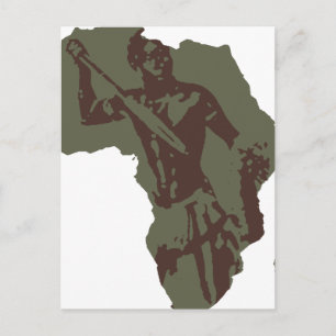 Africa Map African Warrior Artwork Postcard