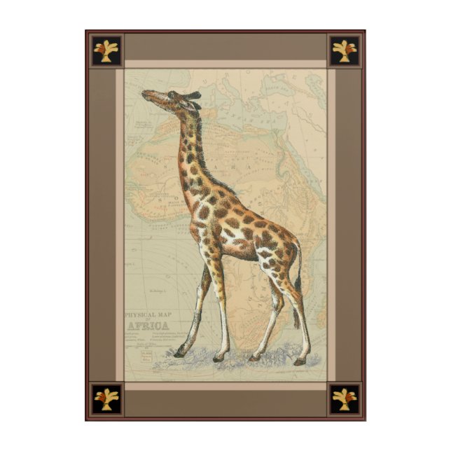 Africa Map and a Giraffe Acrylic Print (Front)