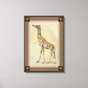 Africa Map and a Giraffe Canvas Print