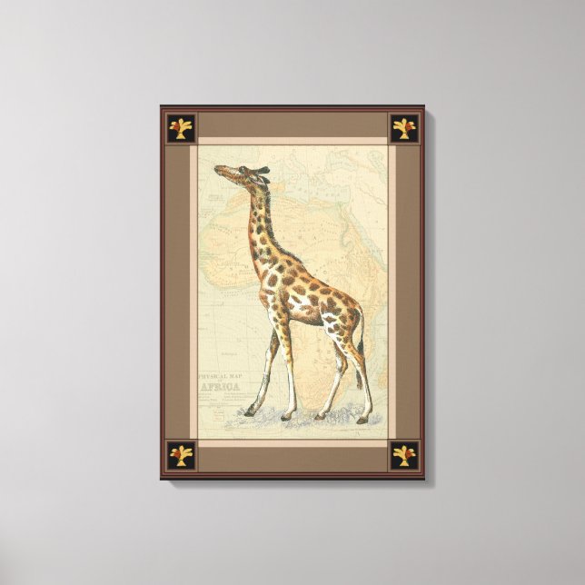 Africa Map and a Giraffe Canvas Print (Front)