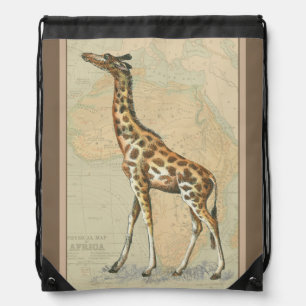 Africa Map and a Giraffe Drawstring Bag