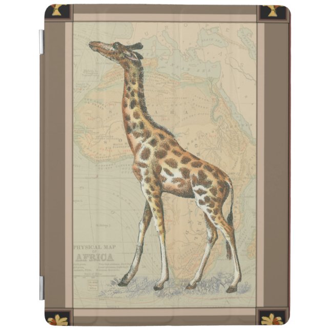 Africa Map and a Giraffe iPad Smart Cover (Front)