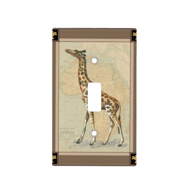 Africa Map and a Giraffe Light Switch Cover (Front)