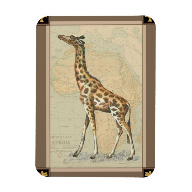 Africa Map and a Giraffe Magnet (Vertical)