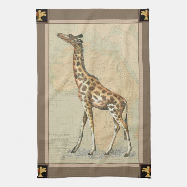 Africa Map and a Giraffe Towel (Vertical)