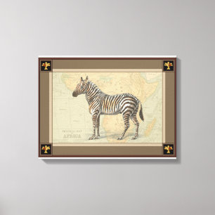 Africa Map and a Zebra Canvas Print