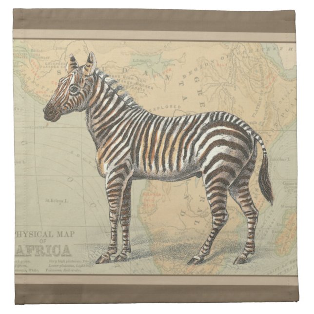 Africa Map and a Zebra Cloth Napkin (Front)