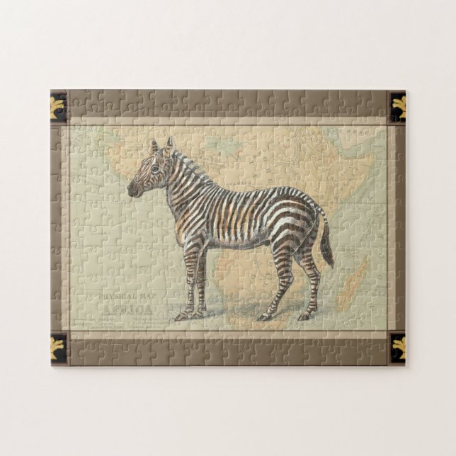 Africa Map and a Zebra Jigsaw Puzzle (Horizontal)