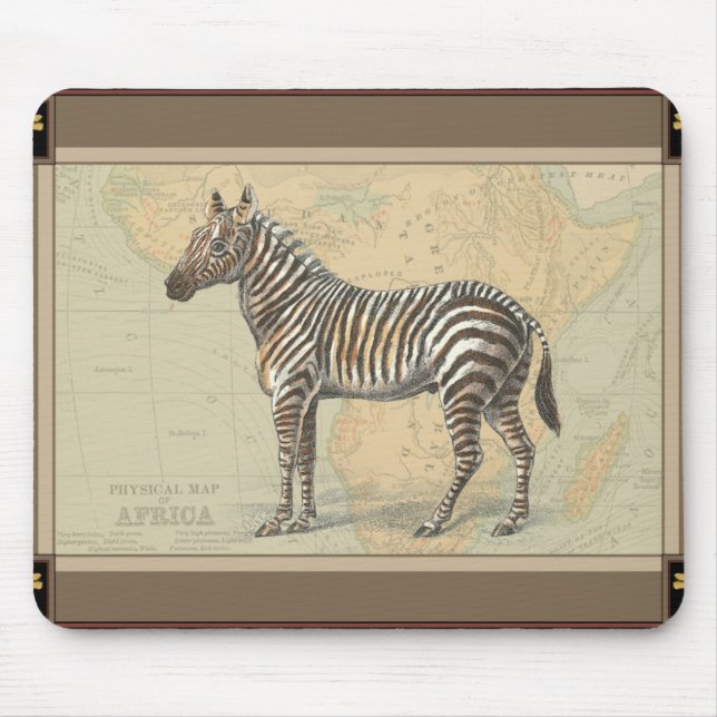 Africa Map and a Zebra Mouse Pad (Front)