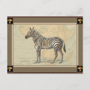 Africa Map and a Zebra Postcard