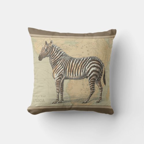 Africa Map and a Zebra Throw Pillow