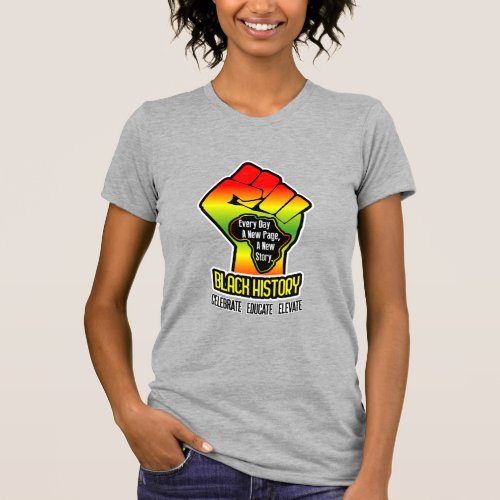 Africa Map and Fist  Name on Back  Black History T_Shirt