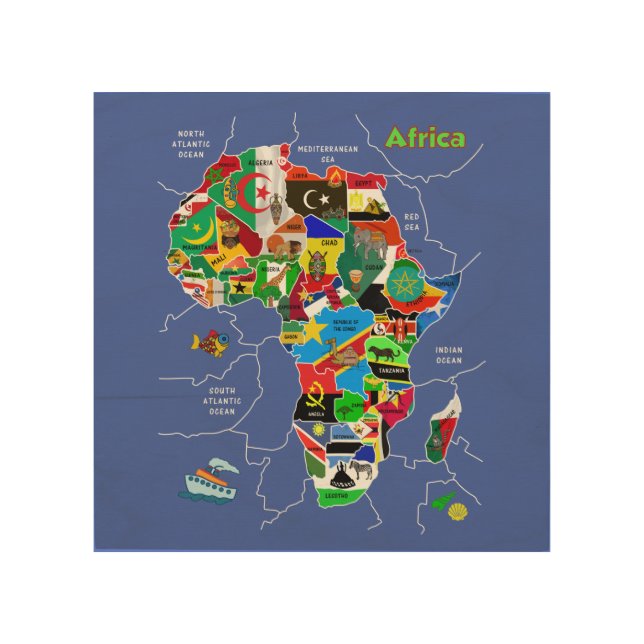 Africa Map Artwork Wood Wall Art (Front)