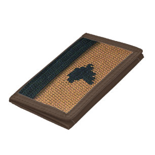 Africa Map Black and Brown Artisan Crochet Print Tri-fold Wallet