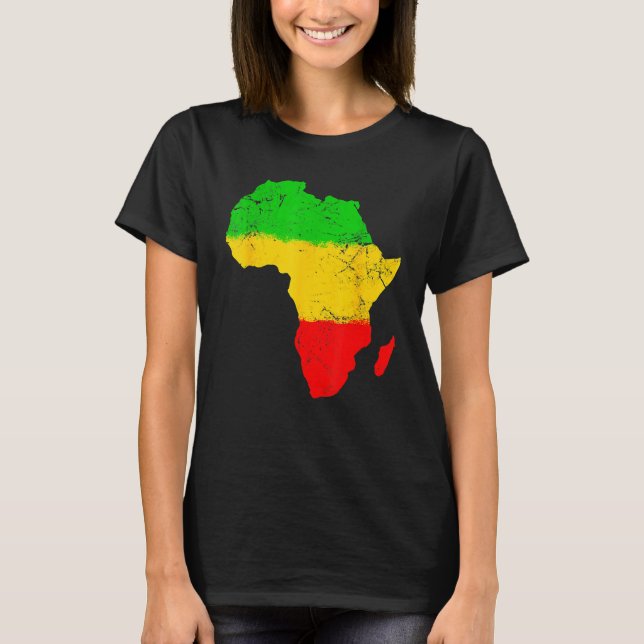 Africa Map Black History Month Afro African Pride  T-Shirt (Front)