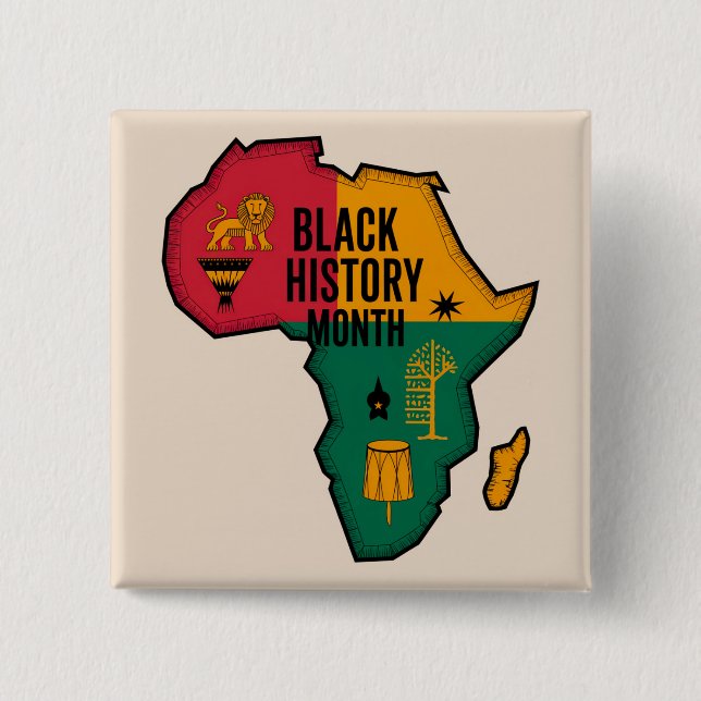Africa Map Black History Month Button (Front)