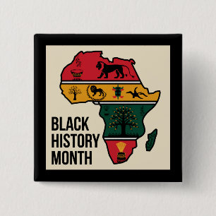 Africa Map Black History Month Button