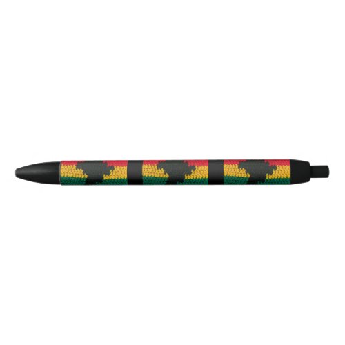 Africa Map Black Red Gold Green Crochet Print Black Ink Pen