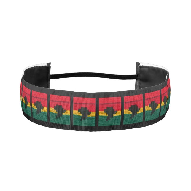 Africa Map Black Red Gold Green Jamaican Crochet Athletic Headband (Front)