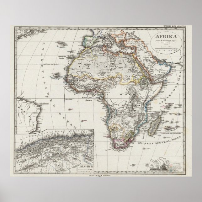 Africa Map by Stieler Poster (Front)