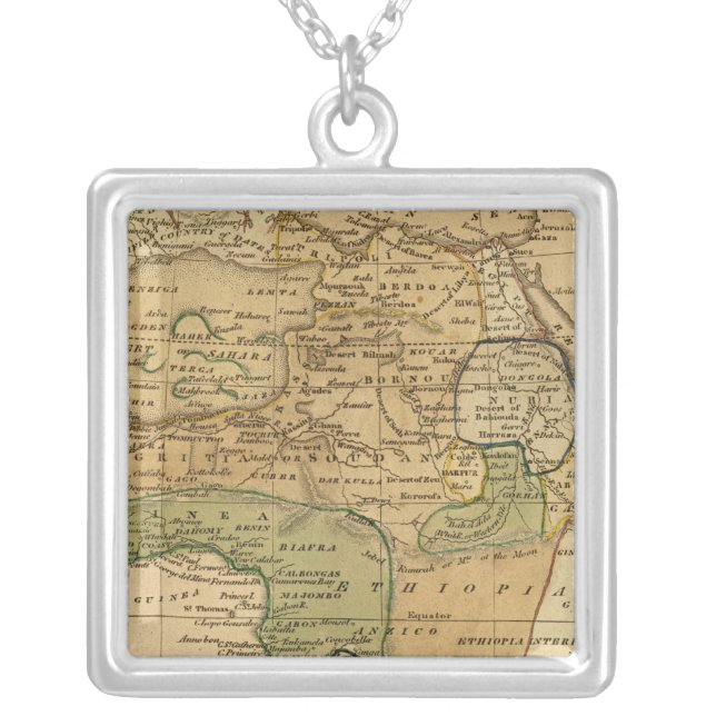 Africa  Map by Worcester Silver Plated Necklace (Front)