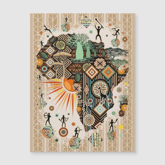 Africa Map Decorative Tribal Elements Pattern (Front)