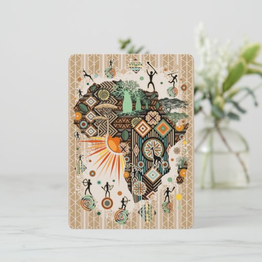 Africa Map Decorative Tribal Elements Pattern (Standing Front)